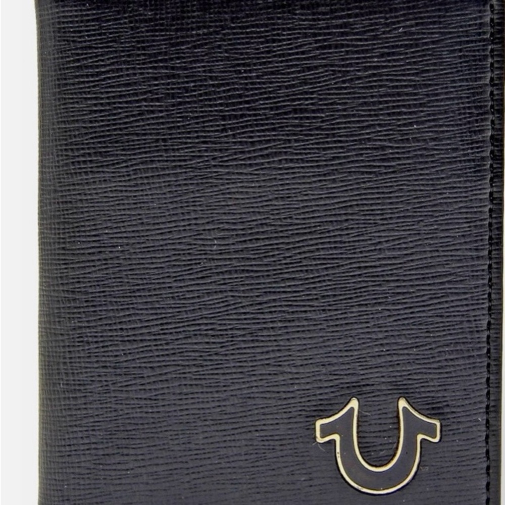 True Religion Black Card Holder with Gold Logo